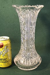 Antique Clear Cut Glass American Brilliant Corset Vase, 10H  (9)