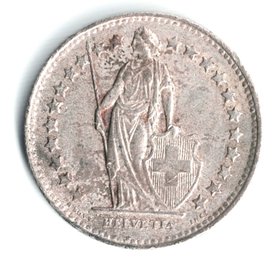 1950 B Switzerland 1/2 Franc .835 Silver Swiss Coin