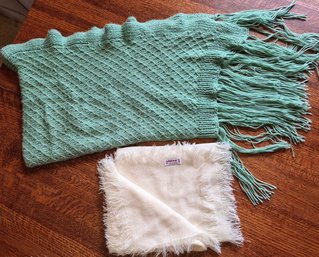 Teal Hand Knit Shawl & Cashmere Or Similar Material Baby Blanket ~ Made In France By Belmar