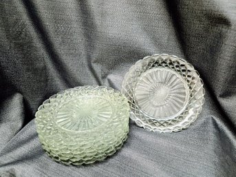 (8) Vintage Hocking Glass Company Clear Salad Plates, Waterford 'Waffle' Pattern ~ Depression Glass