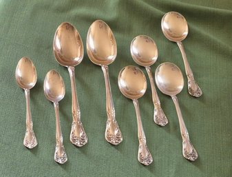 (8) Vintage Alvin Sterling Silver Spoons 'Chateau Rose' (1940) Collection