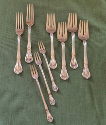 (9) Vintage Alvin Sterling Silver Forks 'Chateau Rose' (1940) Collection