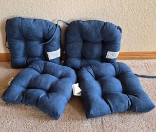 (4) New Blue Tufted Kitchen Or Dining Room Chair Cushions