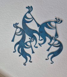 Vintage 'Kokopelli' Metal Wall Decor Featuring Five Flute Players