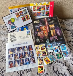 USPS Stamps Of Pop Culture Icons ~ Star Wars, DC Comics, Looney Tunes &  American Dolls
