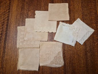 (8) Vintage Embroidered And Lace-trimmed Handkerchiefs, Linen Or Cotton
