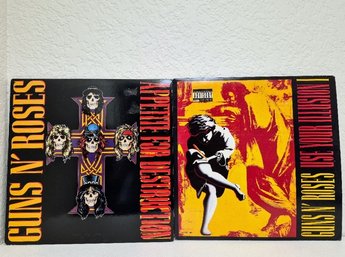 Collectible Vinyl Records Of Guns N' Roses 1987 Debut Album 'Appetite For Destruction' & 'Use Your Illusion I'