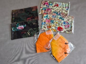 Lot Of 6 Individually Wrapped Face Masks - Assorted Floral Pleated & KN95