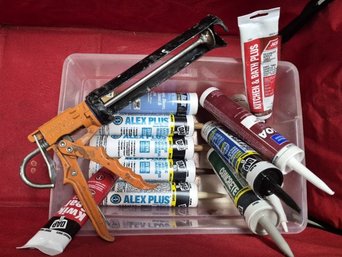 Contractor Lot: Newborn Caulk Gun, DAP Alex Plus Caulk, Sealants & Storage Bin