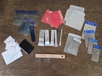 Drywall & Painter Contractor Lot: Purdy Brush Comb, Taping Knives & Spreader Blades