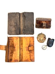 Vintage Leather Wallets And Compass