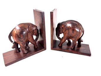 Vintage Wood Elephant Bookends