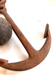 Small  Iron Cannonball And Anchor