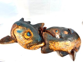 Vintage Large Primitive Artist Carved Fish