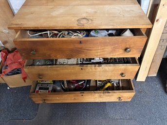 Vintage Pine Dresser Chest Of Drawers With Contents