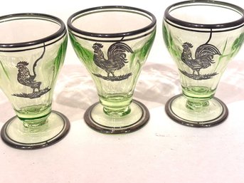 Vintage Uranium Glass Rooster Glass