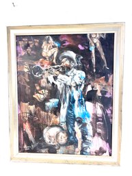 Vintage Framed Oil Painting - Street Jazz, 'glumes' 2000