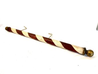 Antique Wooden Barberpole With Iron Mounts