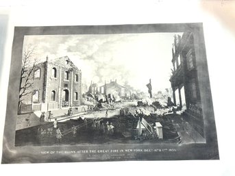 Vintage X 2 Prints View Of The Ruins After The Great Fire Of Ny 1835