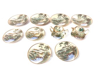 Vintage Kutani Japanese Meiji Satsuma Eggshell Tea Set