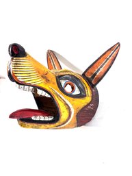 Vintage Wood Carved Dog Head