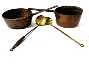 Vintage Copper Pots And Ladles