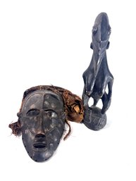 Antique  Wood Carving Mask And Bird