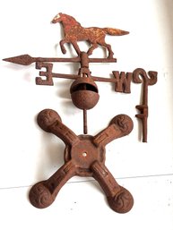 Vintage Iron Horse Weather Vane And Stand