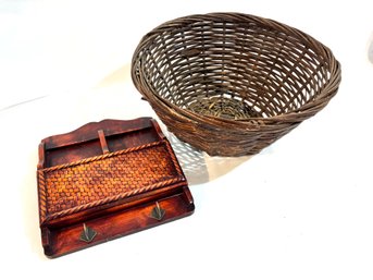 Vintage Basket And Wall Organizer
