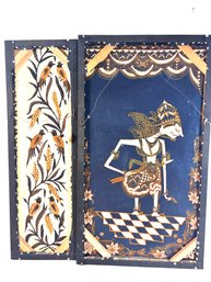 Vintage Batik Fabric Panels - Wayang Kulit And Birds