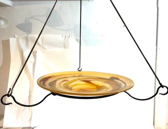 Vintage Salamandra Glass Ceiling Candle Or Electric Light