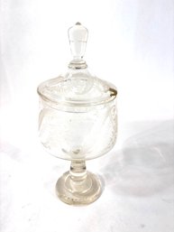 Vintage Etched Glass Large Compote Lid