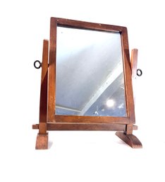 Vintage MCM Wood Vanity Or Shaving Mirror, Likely Early 20th Century