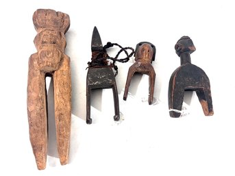 Vintage  Senufo West African Hand Carved Heddle Pulleys