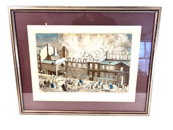 Vintage Framed Lithograph - Vue De Feu Pnt A La Salle De L'opera De Paris