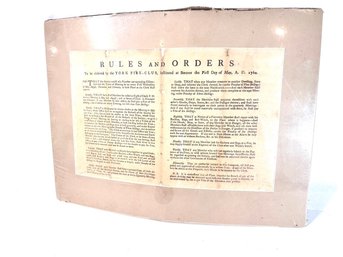 Antique York, Maine Fire Club Rules And Orders Circa 1760