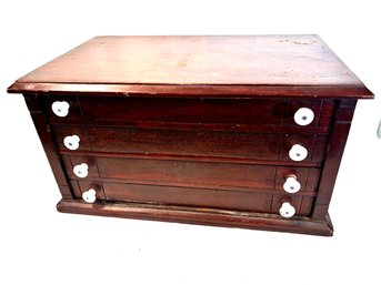 Vintage Wood  Chect Of Drawers With Porcelain Knobs