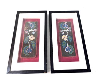 Vintage Framed Native American Beaded Fabric Panels