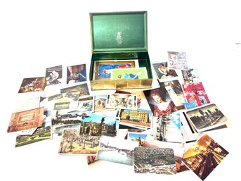 Vintage Decorative Metal Box With Postcards