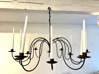 Vintage Iron Hand Forged Candle Chandelier