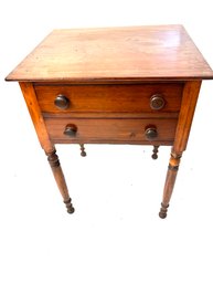 Antique Two Drawer Wood Side Table