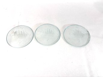 Vintage Etched Glass With Ships