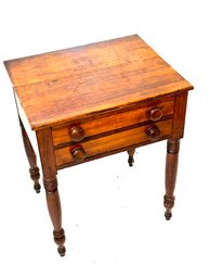Antique Wood 2 Drawer Side Table