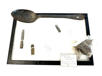 Vintage Spencer Carbine Cartridge Cases Recovered From Chancellorsville VA, And Casings And Civil War Spoon