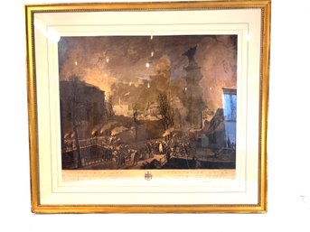 Vintage Framed Aquatint On Paper, 1807, De Sastre De Leide