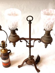 Vintage Brass Lamp And Ceramic