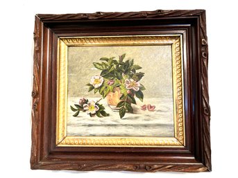Vintage Framed Floral Oil Painting
