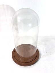Vintage Glass Dome Cloche With Wooden Base