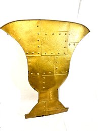 Vintage Flat Metal Urn Art