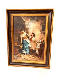 Antique  Painting Framed Oil On Canvas